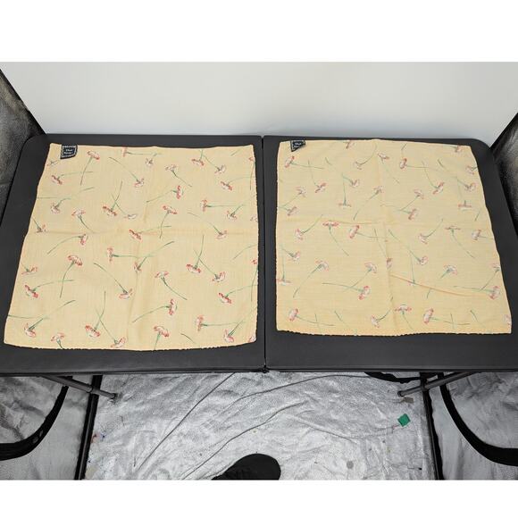 Droll Designs Set of 4 Cloth Napkins Yellow Floral Black Trim 100% Cotton 90s - Picture 2 of 7